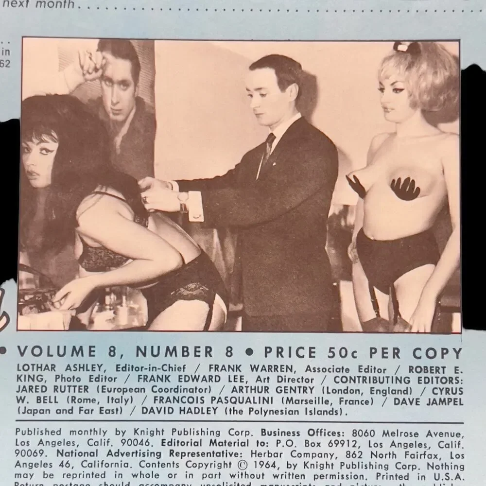 Adam Men’s Magazine August 1964 Sheila Reynolds Vol 8 Issue 8 Nude Pin-Ups